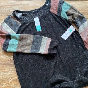 Pink Clover Multicolor Striped Sleeve Sweater